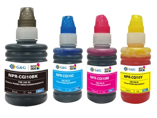 Tinta Canon GI10 BK Pig 140ml / GI10 70ml CMY - Imagen 2