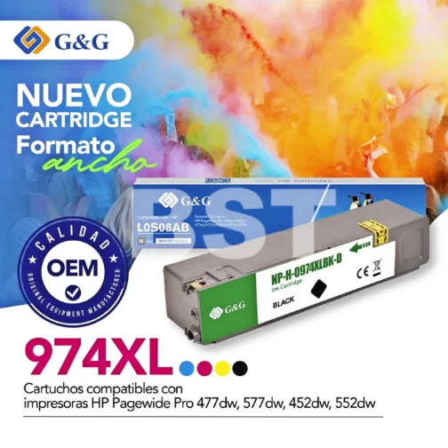 Tinta HP 974XL / PageWide 477 / 577 / 452 / 552