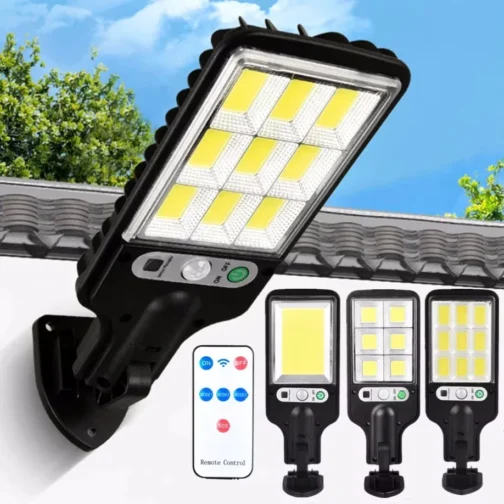 Potente lampara LED Solar de pared para patio, 3 modos, detección de movimiento humano, jardín, terraza, puerta de garaje, alumbrado público